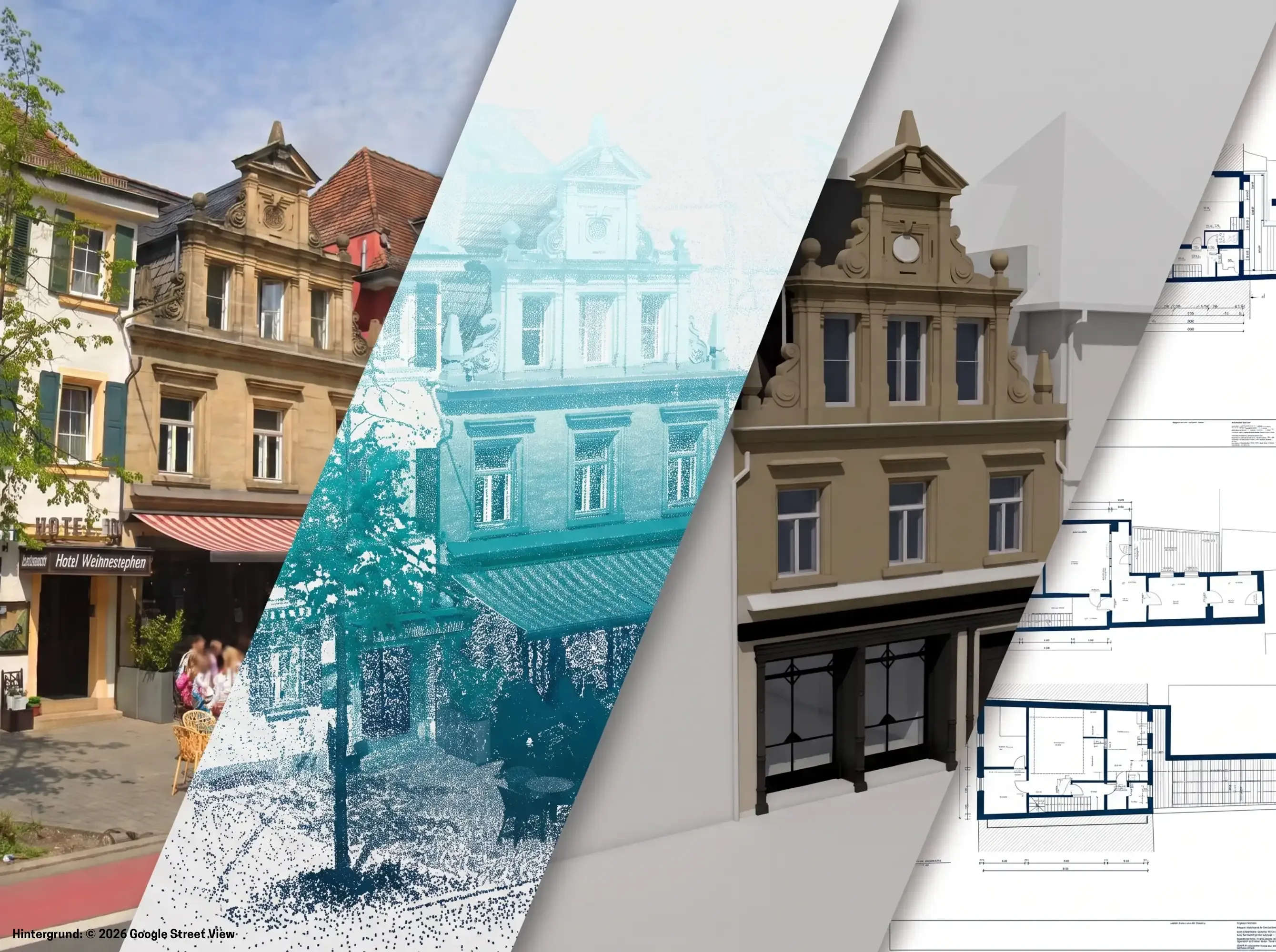 Vermessung einer Stadtvilla mit Ladengeschäft in Bayreuth - Digitale Bestandsaufnahme und BIM-Planung